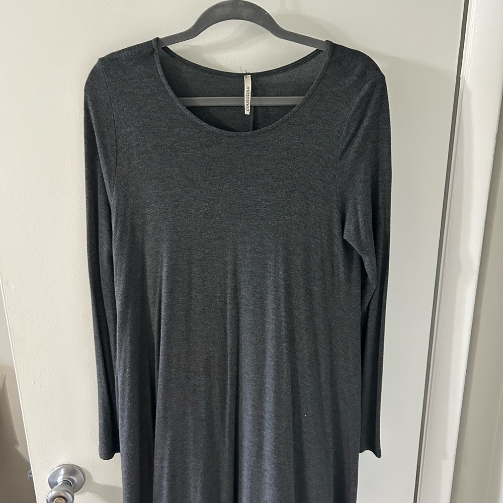 Gray T-Shirt Long Sleeve Dress